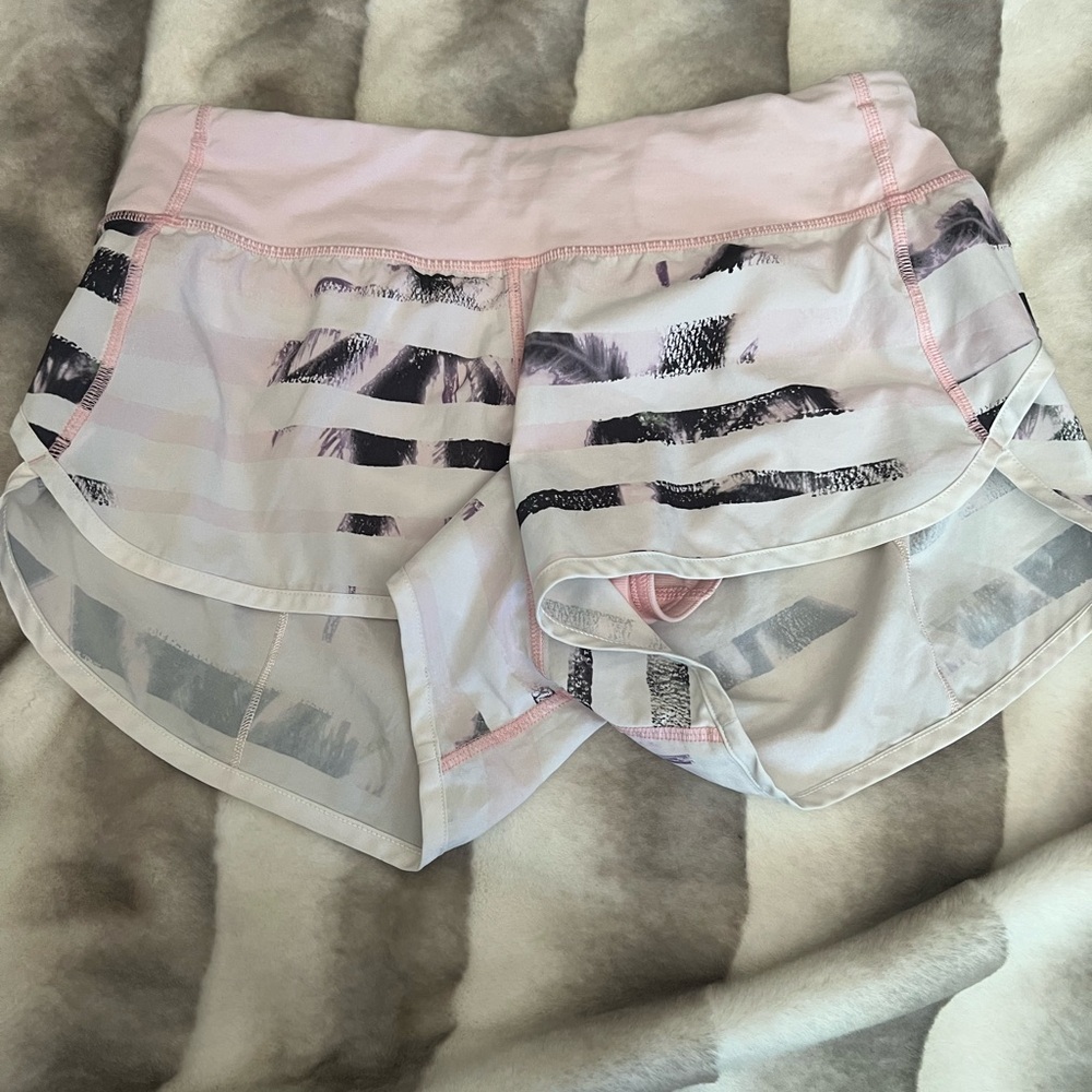 Palm Sunset Stripe blush Quartz Speed Up shorts 2.5 inch inseam